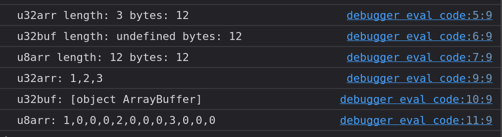 Console log von Typed Array