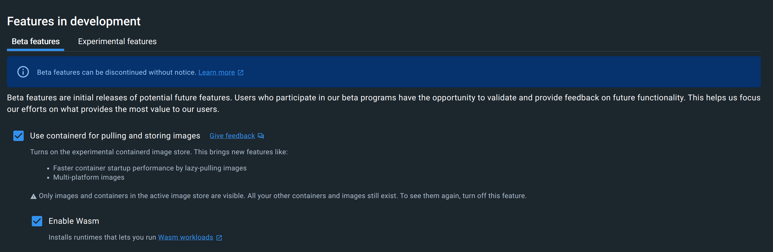 Enable WebAssembly in Docker Desktop